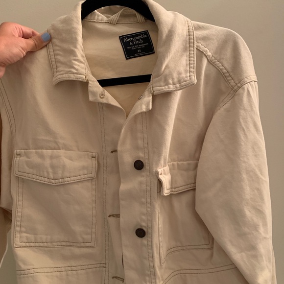cropped cream denim jacket